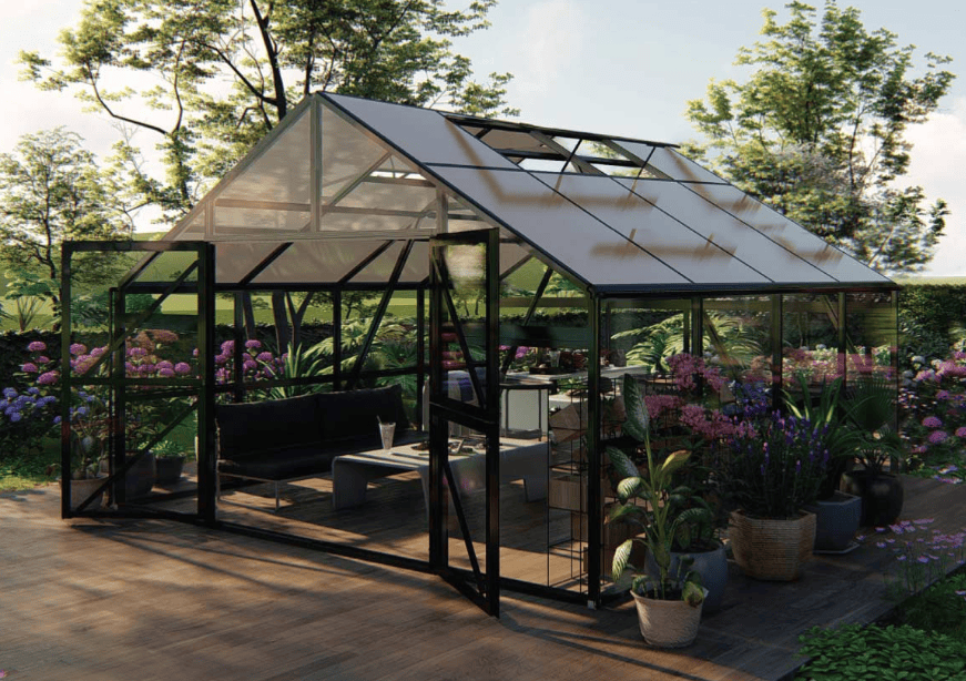 Nordic Series 13'x20' Greenhouse with Tempered Glass and Polycarbonate Roof
