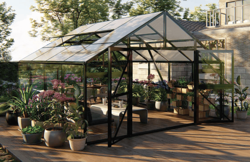 Nordic Series 13'x20' Greenhouse with Tempered Glass and Polycarbonate Roof - Image 6