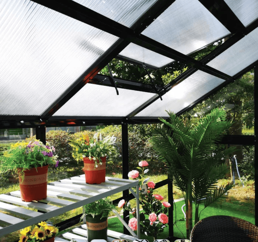 Nordic Series 13'x20' Greenhouse with Tempered Glass and Polycarbonate Roof - Image 4